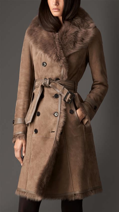 burberry shearling trench coat.